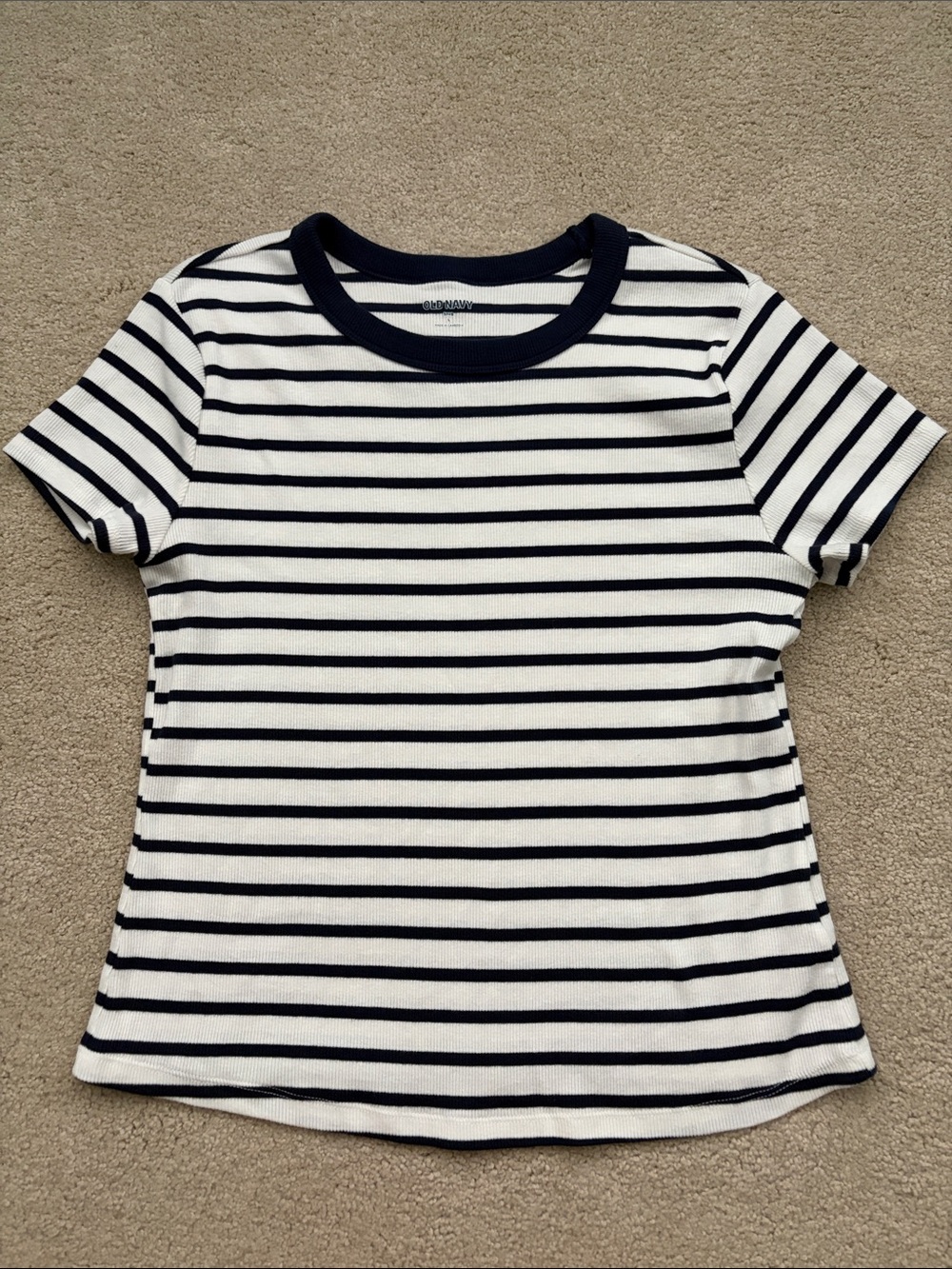 Old Navy short sleeve snug ribbed tee navy stripe in large